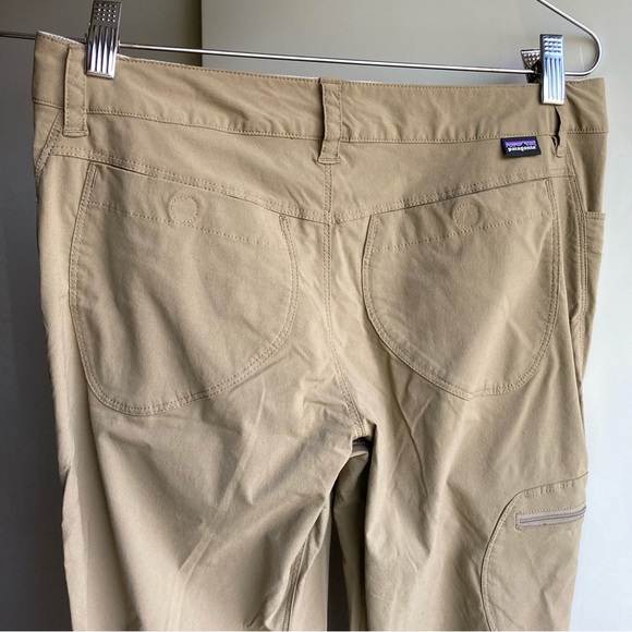 PATAGONIA size 4 Rock Craft roll up pants Ash Tan athletic hiking pants pockets - Picture 6 of 16